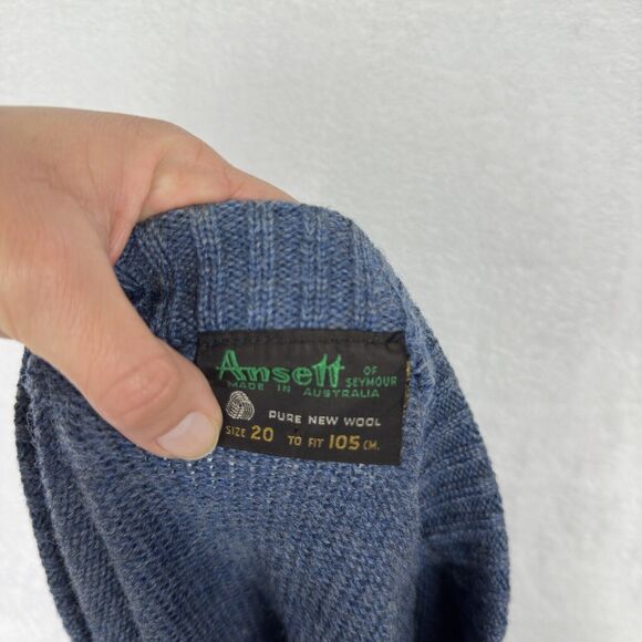 Ansett Pure Wool Zip Jacket Sweater men's SZ 20 Cardigan Sweater Australia Blue - Picture 3 of 16